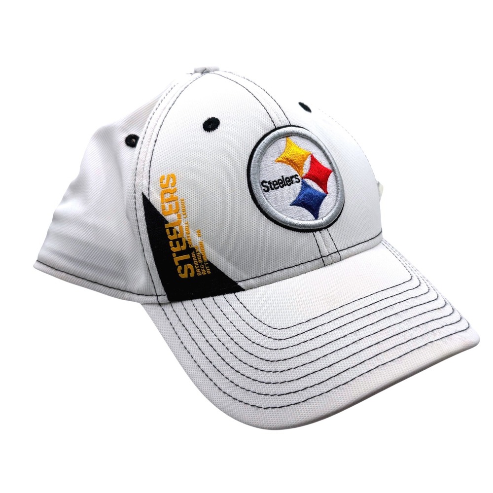 Reebok Pittsburgh Steelers Hat White NFL Onfield Fitted Baseball Cap Mens L/XL